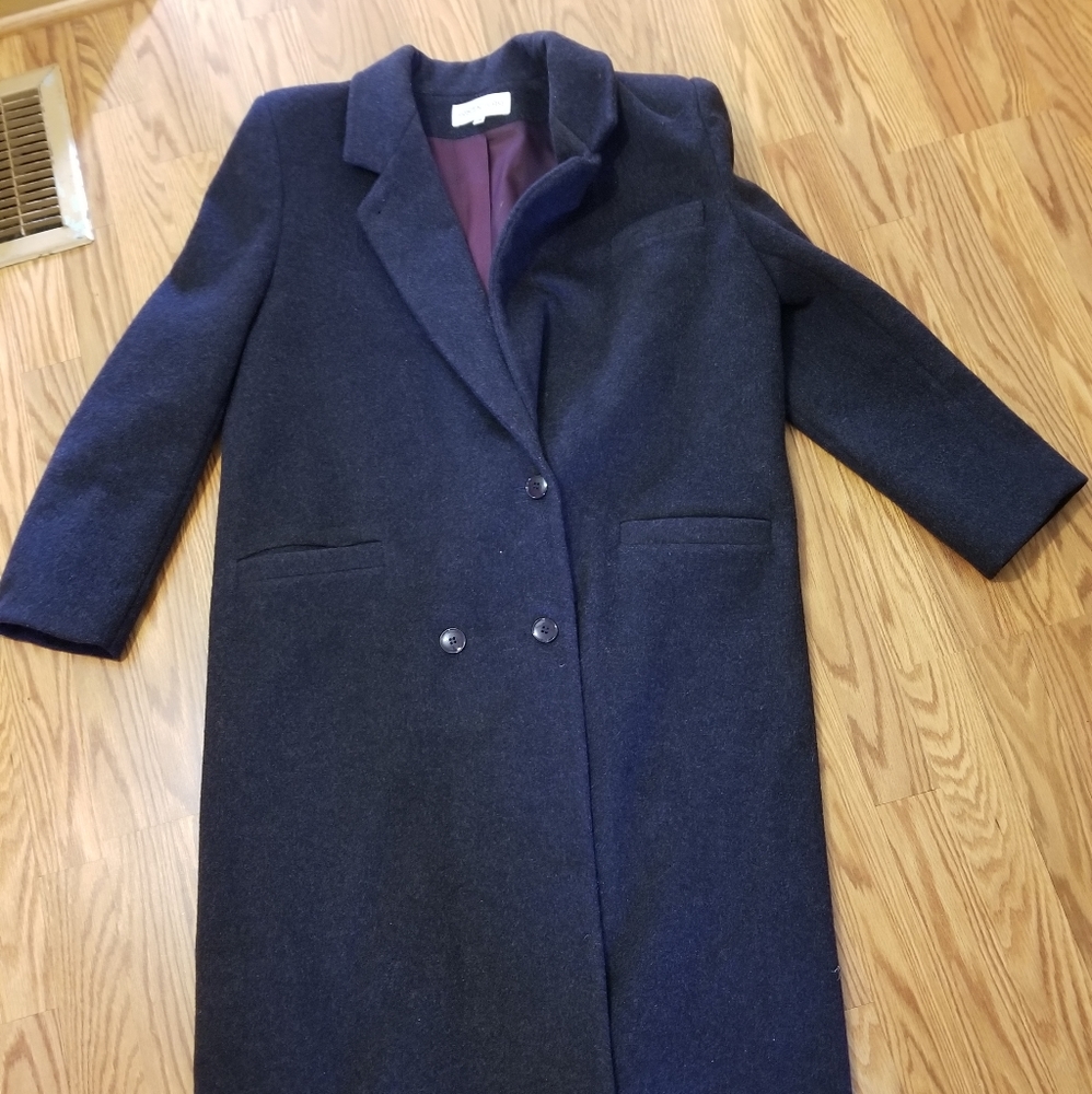 Kristen Blake Navy Blue Wool Trench Coat